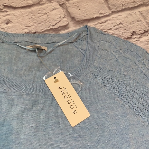 Women’s light blue 3/4 sleeve designed sweater - Picture 4 of 6